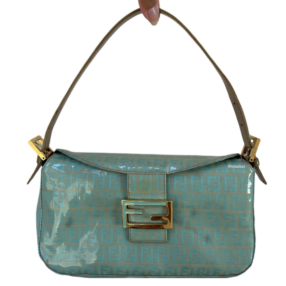 Authentic Fendi Coated Canvas Zucchino Baguette